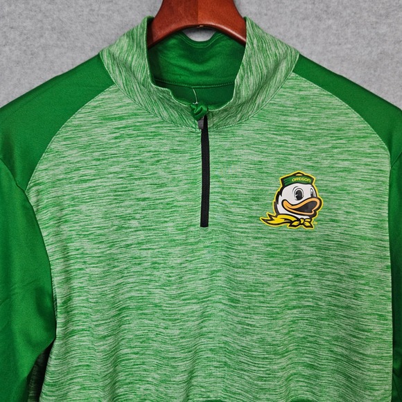 Oregon Ducks Collegiate Long Sleeve 1/4 Zip Pullover Shirt Men's Med Green - Picture 2 of 7